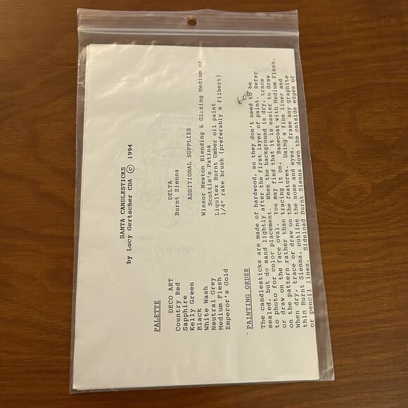 Simple Touches Santa Candlesticks Pattern/Instructions 1994 Vintage - Picture 3 of 3